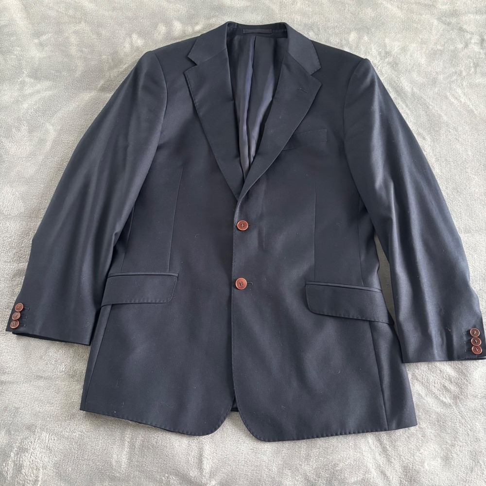 Charles Tyrwhitt Slim Fit Navy Blazer Men's 42R‎ Two Brown Button Sports Coat